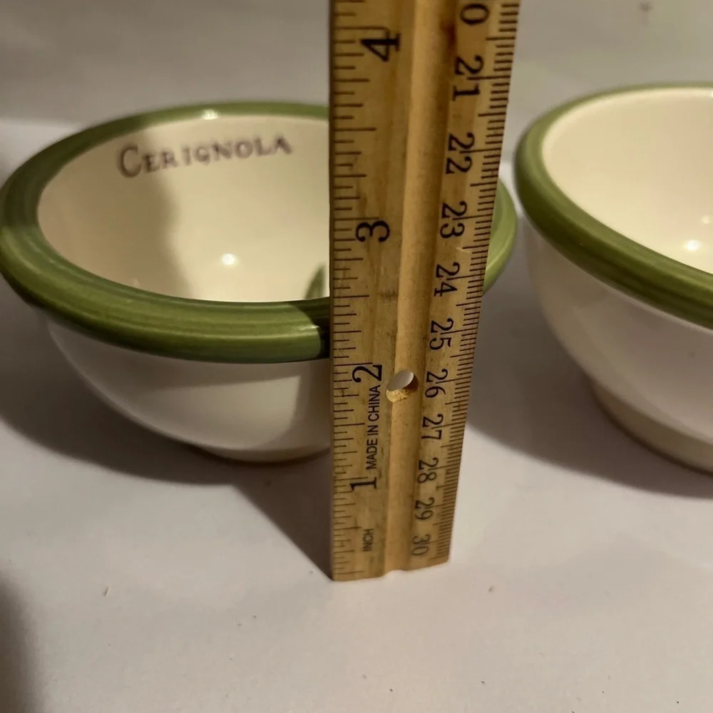Set Of 2 Williams Sonoma Nesting Mixing Bowls Olive Grove Portugal 4’ & 4 1/2’